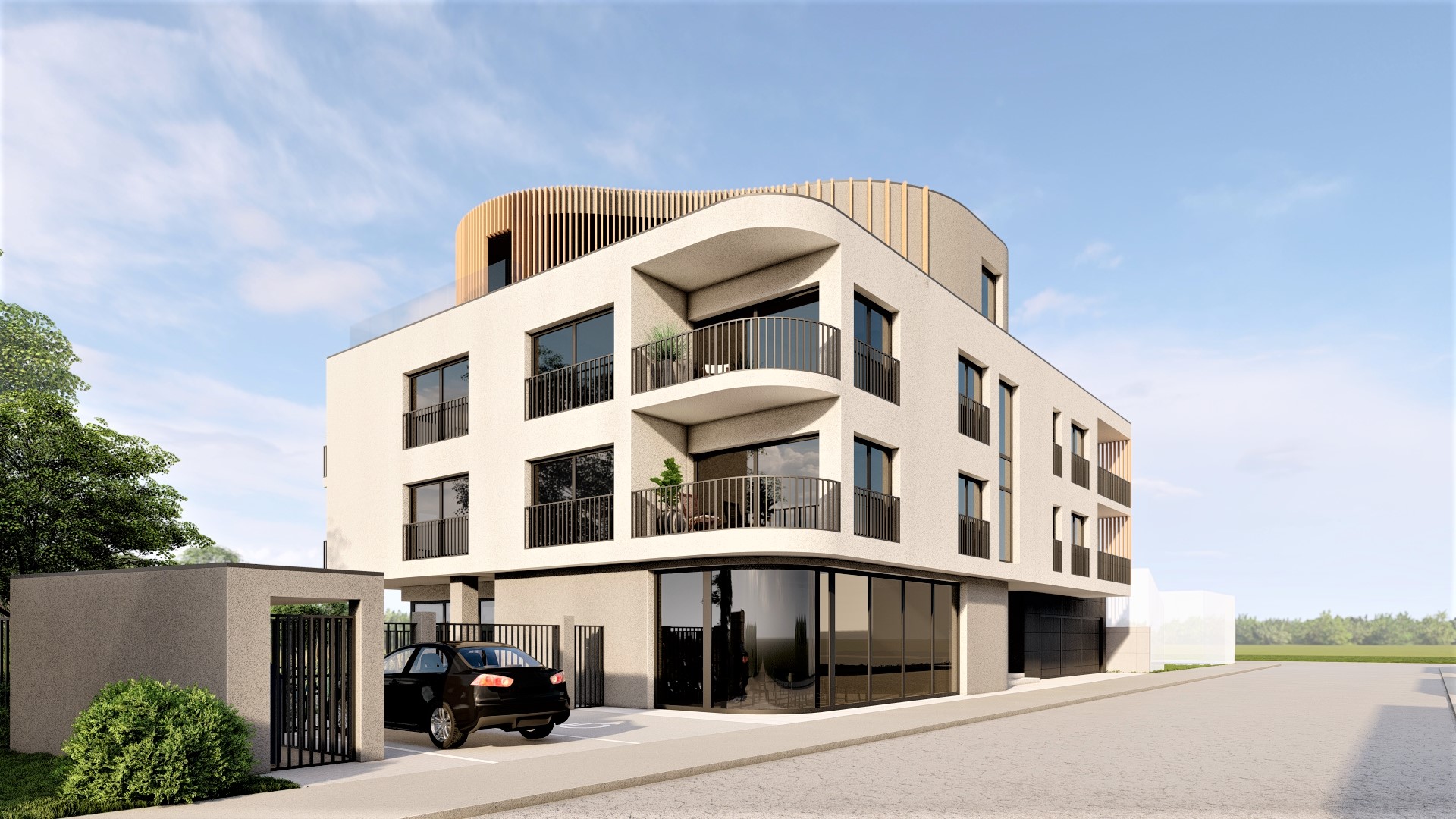 Pohľad z predu na pripravovaný projekt Eriba House v Žiline