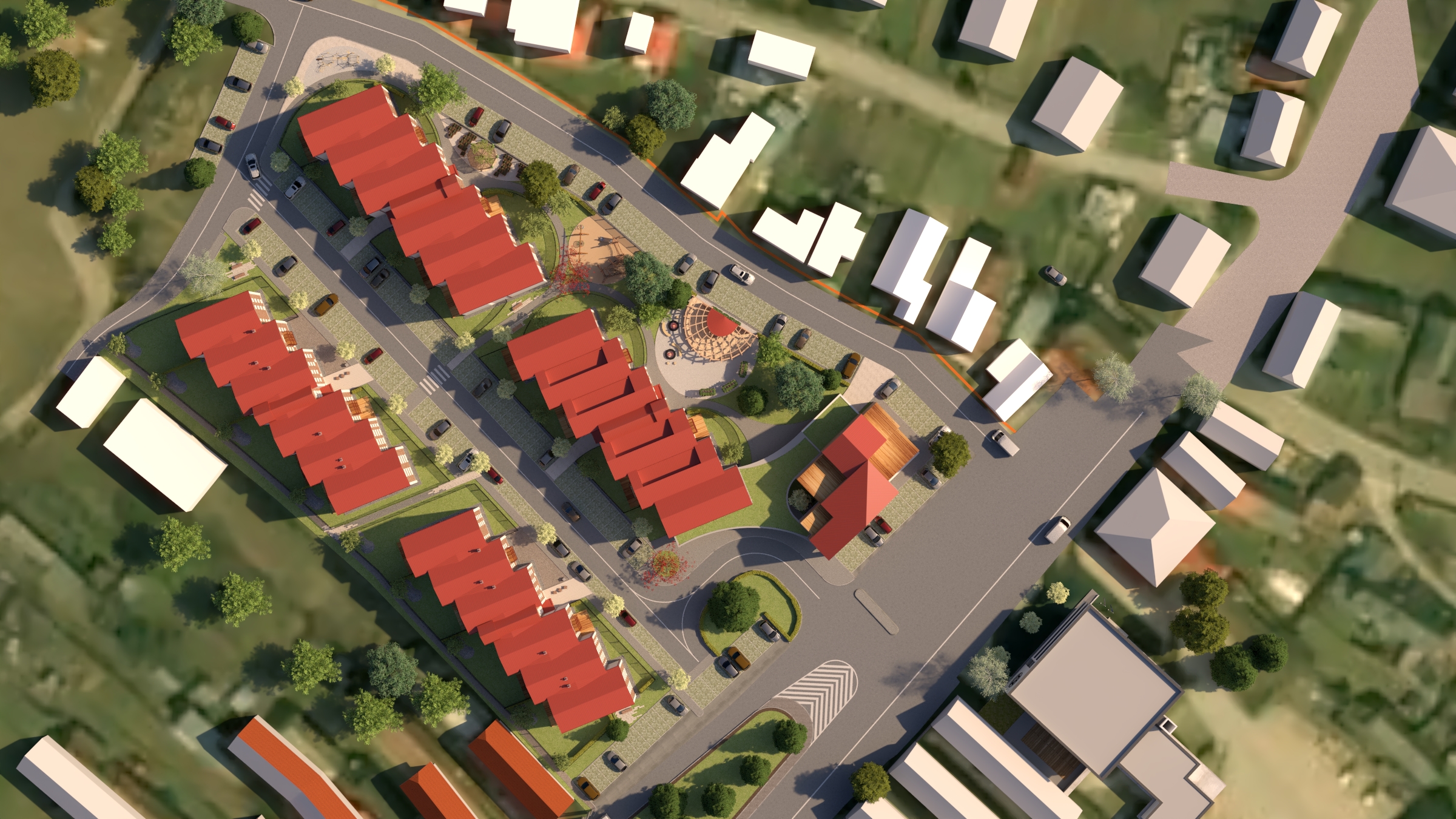 Situačný pohľad na pripravovaný projekt Drevina v Predmieri